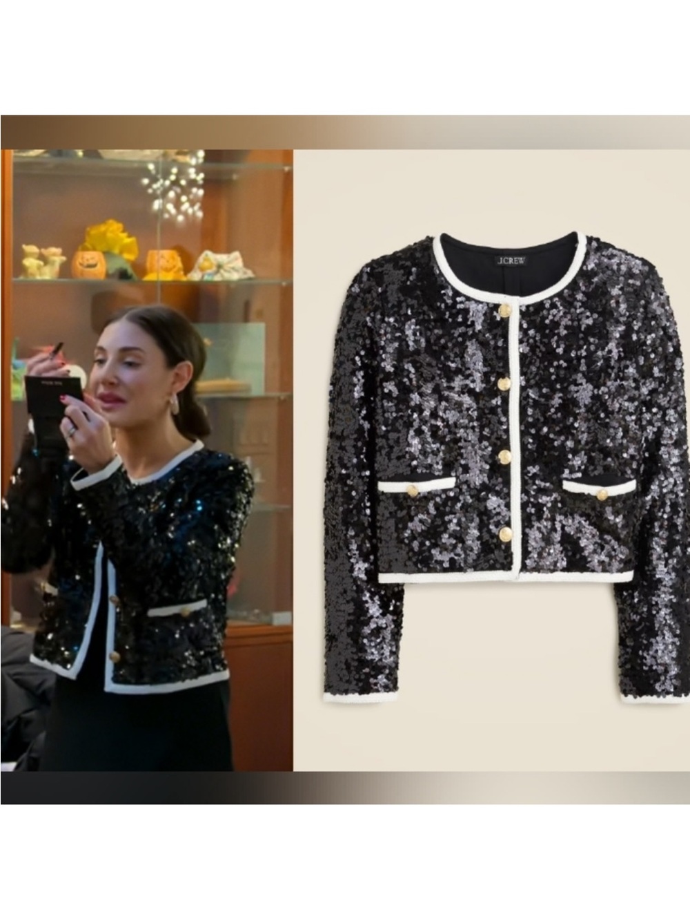 J.Crew Mariner jersey lady jacket with sequins - Picture 3 of 7